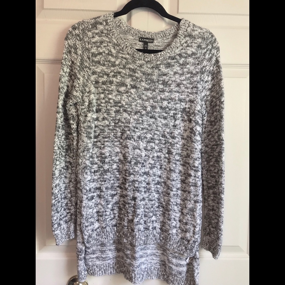 EXPRESS Marled Long Sleeve Side Slit Sweater